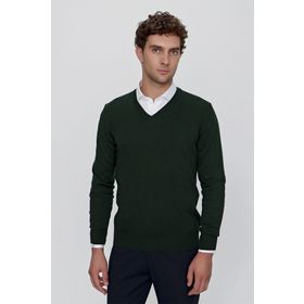 Morven 23KC017004 Haki Basic Dynamic Fit Rahat Kesim V Yaka Triko Erkek Erkek Kazak