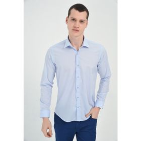 Morven Buz Mavisi Basic Slim Fit Uzun Kollu Erkek Gömlek