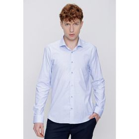 Morven Mavi Baskılı Slim Fit Dar Kesim Erkek Gömlek
