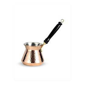 Morya Ahşap Sap Kalın Dövme Topak 300 ml 5 Fincanlık Bakır Cezve