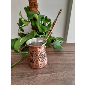 Morya Kalın İşlemeli 250 ml Bakır Cezve