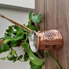 Morya Kalın İşlemeli 250 ml Bakır Cezve