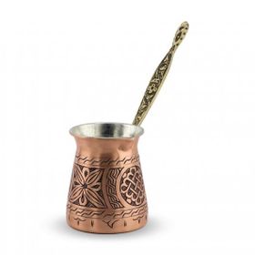 Morya Kalın İşlemeli 250 ml Bakır Cezve