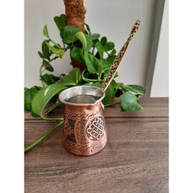 Morya Kalın İşlemeli 250 ml Bakır Cezve
