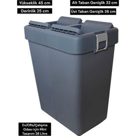 Motek Antrasit 28 Litre Mini Tasarım Geri Dönüşüm Ofis Çöp Kutusu
