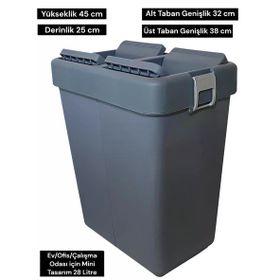 Motek Antrasit 28 Litre Mini Tasarım Geri Dönüşüm Ofis Çöp Kutusu