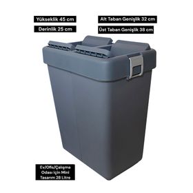 Motek Antrasit 28 Litre Mini Tasarım Geri Dönüşüm Ofis Çöp Kutusu
