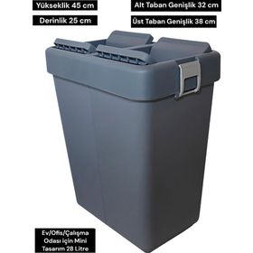 Motek Antrasit 28 Litre Mini Tasarım Geri Dönüşüm Ofis Çöp Kutusu