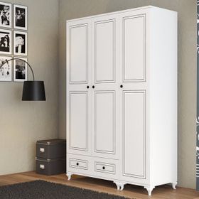 Moxen DBC1 Çekmeceli 3 Kapılı Beyaz Dolap