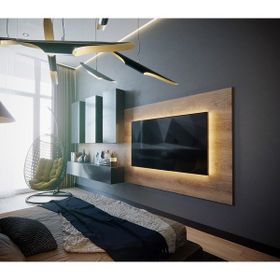 Mozide Özel Tasarım Backlit Abanoz Antrasit Tv Ünitesi