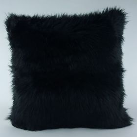 Mrs.Gugar 43x43 cm Siyah Peluş Kırlent Kılıfı