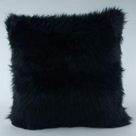 Mrs.Gugar 43x43 cm Siyah Peluş Kırlent Kılıfı