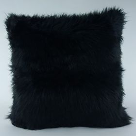 Mrs.Gugar 43x43 cm Siyah Peluş Kırlent Kılıfı