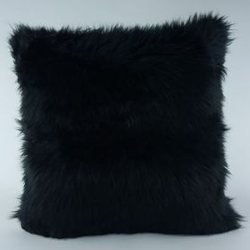 Mrs.Gugar 43x43 cm Siyah Peluş Kırlent Kılıfı