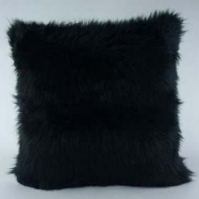 Mrs.Gugar 43x43 cm Siyah Peluş Kırlent Kılıfı