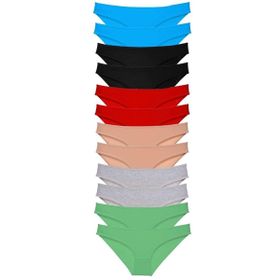 MrtNlu 12 adet Eko Set Likralı Çok Renkli 2 XL Kadın Slip Külot