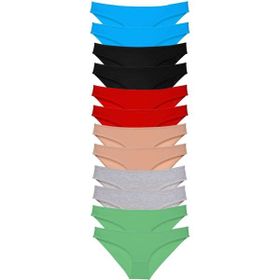 MrtNlu 12 adet Eko Set Likralı Çok Renkli 2 XL Kadın Slip Külot