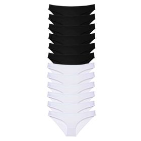 MrtNlu 12 adet Eko Set Likralı Siyah Beyaz L Kadın Slip Külot