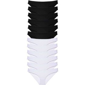 MrtNlu 12 adet Eko Set Likralı Siyah Beyaz M Kadın Slip Külot