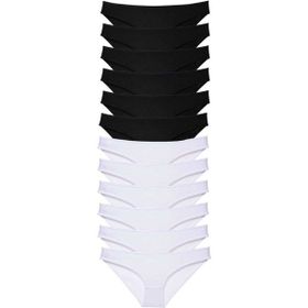 MrtNlu 12 adet Eko Set Likralı Siyah Beyaz M Kadın Slip Külot