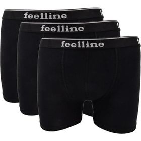 MrtNlu 3 Adet XXL Feelline Siyah Pamuklu Doğal Likralı Erkek Boxer