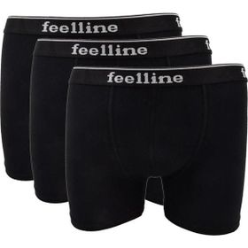 MrtNlu 3 Adet XXL Feelline Siyah Pamuklu Doğal Likralı Erkek Boxer