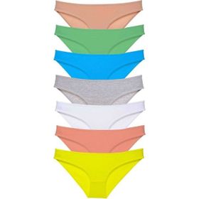 MrtNlu 7 Adet Çok Renkli M Süper Eko Set Likralı Kadın Slip Külot