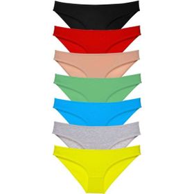 MrtNlu 7 Adet Çok Renkli M Süper Eko Set Likralı Kadın Slip Külot