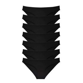 MrtNlu 7 Adet Siyah XL Süper Eko Set Likralı Kadın Slip Külot
