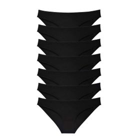 MrtNlu 7 Adet Süper Siyah M Eko Set Likralı Kadın Slip Külot
