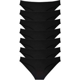 MrtNlu 7 Adet Süper Siyah M Eko Set Likralı Kadın Slip Külot