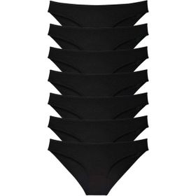 MrtNlu 7 Adet Süper Siyah M Eko Set Likralı Kadın Slip Külot