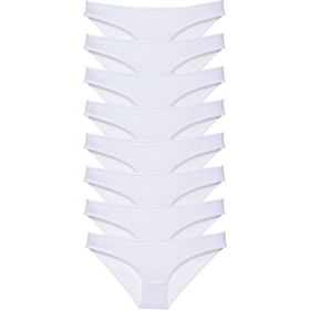 MrtNlu 8 Adet Beyaz M Süper Eko Set Likralı Kadın Slip Külot