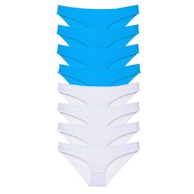 MrtNlu 8 Adet Beyaz ve Mavi XL Süper Eko Set Likralı Kadın Slip Külot
