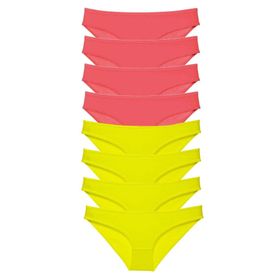 MrtNlu 8 Adet Sarı Fuşya L Süper Eko Set Likralı Kadın Slip Külot