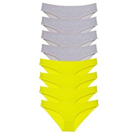 MrtNlu 8 Adet Sarı Gri M Süper Eko Set Likralı Kadın Slip Külot