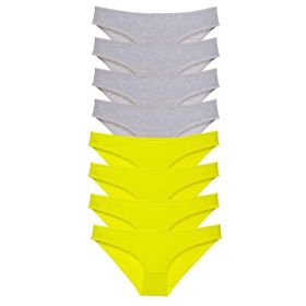 MrtNlu 8 Adet Sarı Gri M Süper Eko Set Likralı Kadın Slip Külot