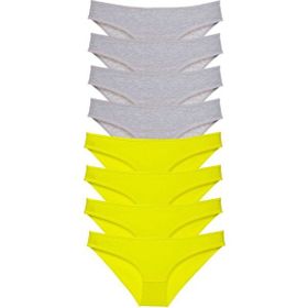 MrtNlu 8 Adet Sarı Gri M Süper Eko Set Likralı Kadın Slip Külot