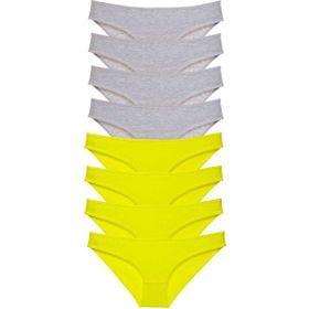 MrtNlu 8 Adet Sarı Gri M Süper Eko Set Likralı Kadın Slip Külot