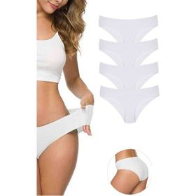 MrtNlu Beyaz L-XL 4 Adet Dikişsiz Lazer Kesim Esnek İz Yapmayan Kadın Külot