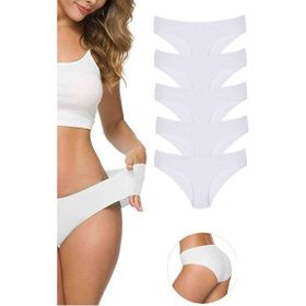 MrtNlu Beyaz L-XL 5 Adet Kadın Dikişsiz Lazer Kesim Esnek İz yapmayan Külot