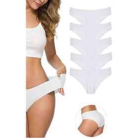 MrtNlu Beyaz L-XL 5 Adet Kadın Dikişsiz Lazer Kesim Esnek İz yapmayan Külot