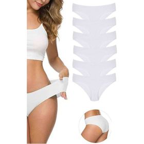 MrtNlu Beyaz L-XL 6 Adet Kadın Dikişsiz Lazer Kesim Esnek İz yapmayan Külot