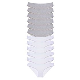 MrtNlu Gri Beyaz L 12 Adet Süper Eko Set Likralı Kadın Slip Külot