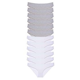 MrtNlu Gri Beyaz L 12 Adet Süper Eko Set Likralı Kadın Slip Külot