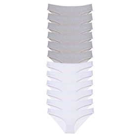 MrtNlu Gri Beyaz L 12 Adet Süper Eko Set Likralı Kadın Slip Külot
