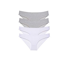 MrtNlu Gri Beyaz M 4 Adet Süper Eko Set Likralı Kadın Slip Külot