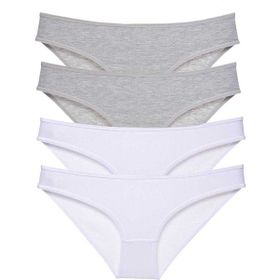 MrtNlu Gri Beyaz XL 4 Adet Süper Eko Set Likralı Kadın Slip Külot