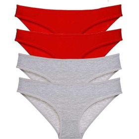 MrtNlu Kırmızı Gri XL 4 Adet Eko Set Likralı Kadın Slip Külot
