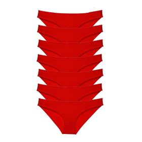 MrtNlu Kırmızı L 7 Adet Süper Eko Set Likralı Kadın Slip Külot